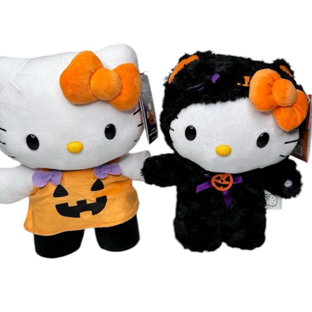 Hello Kitty Black Cat & Pumpkin Dress Side Steppers Halloween Plush - Set Of 2